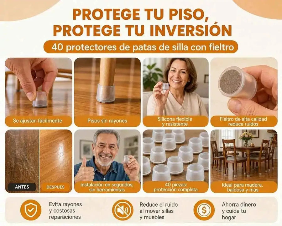 ChairGuard™ — Protectores de Patas de Silla (Set de 40)