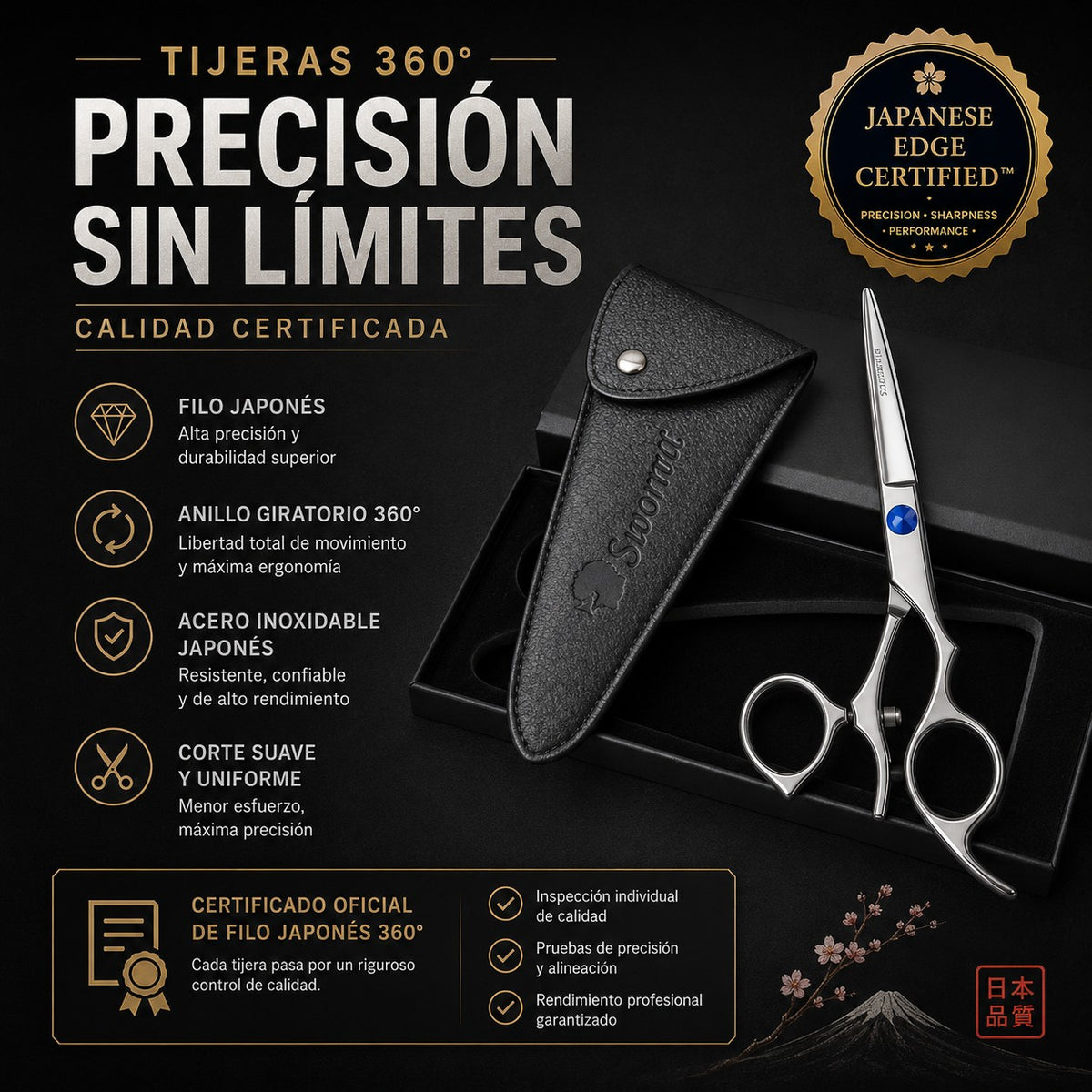 Tijeras Profesionales 360° — Filo Japonés y Anillo Giratorio ✂️ — 1