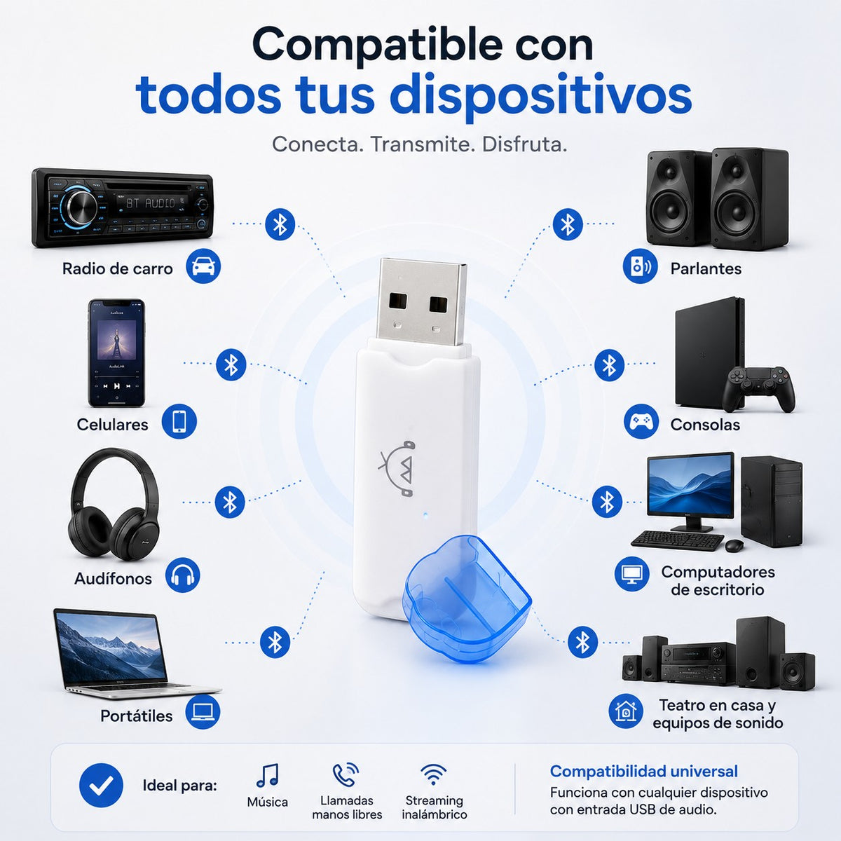 Receptor Bluetooth USB — Convertí Cualquier Equipo en Inalámbrico 🎵 — 2