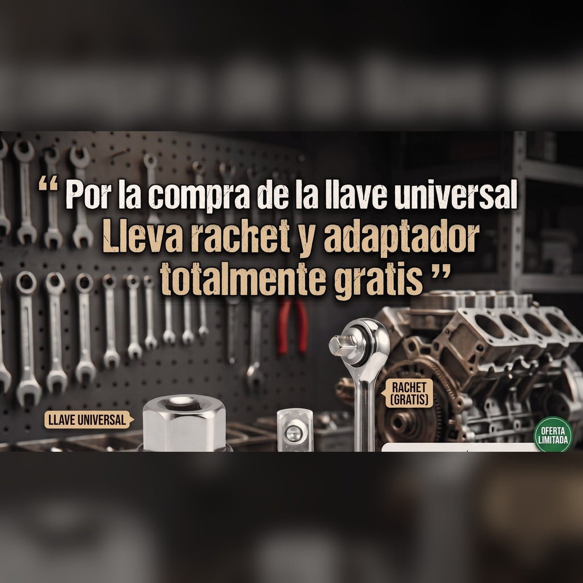 Llave Universal Multifuncional 🔧 Se Adapta a Cualquier Tuerca + Ratchet y Adaptador — 3