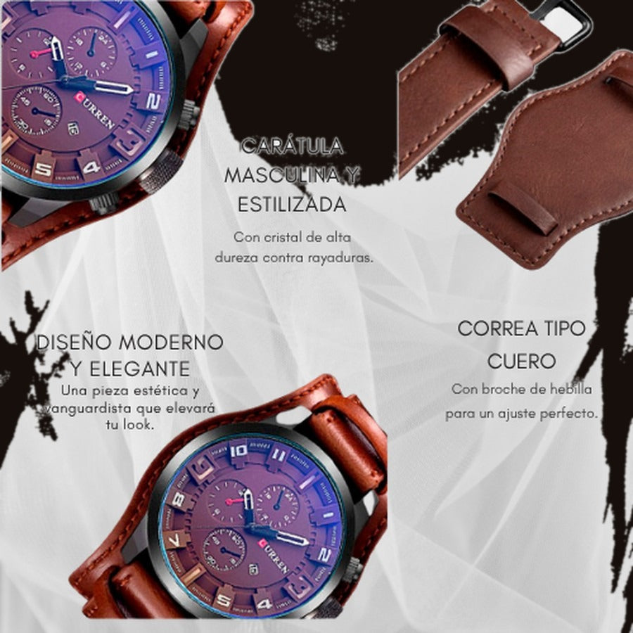 Reloj Clásico con Correa de Cuero ⌚ Cronógrafo Estilo Vintage — 3