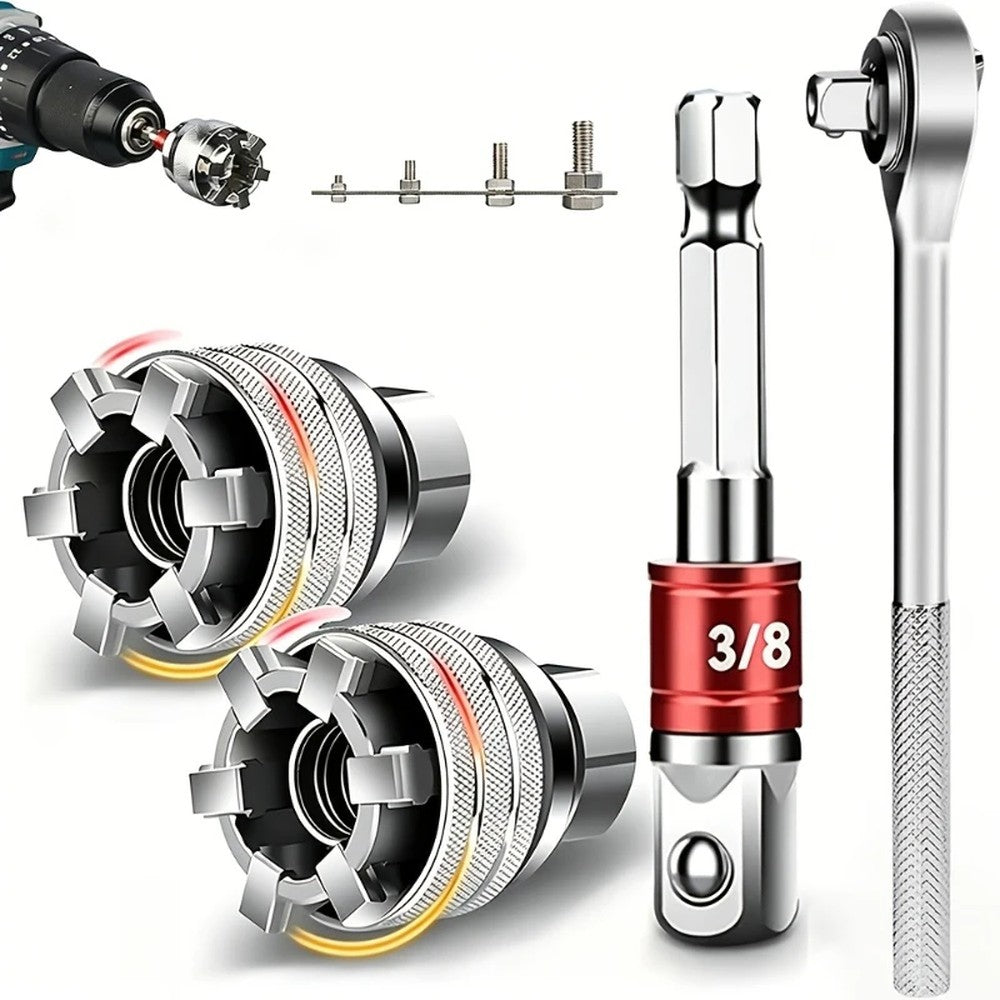 Llave Universal Multifuncional 🔧 Se Adapta a Cualquier Tuerca + Ratchet y Adaptador — 5