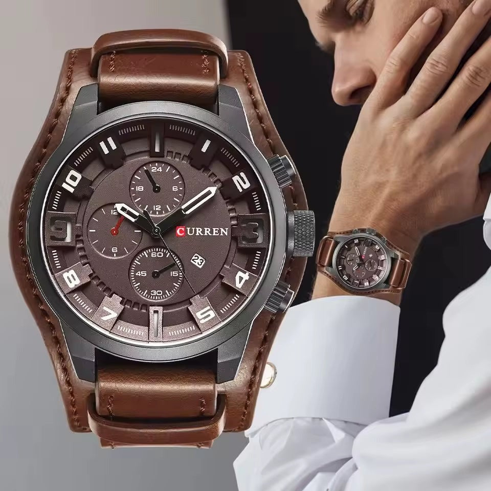 Reloj Clásico con Correa de Cuero ⌚ Cronógrafo Estilo Vintage — 5