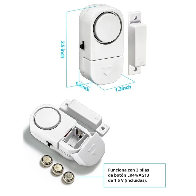 Alarma Magnética para Puertas y Ventanas 90 dB — Sin Cables