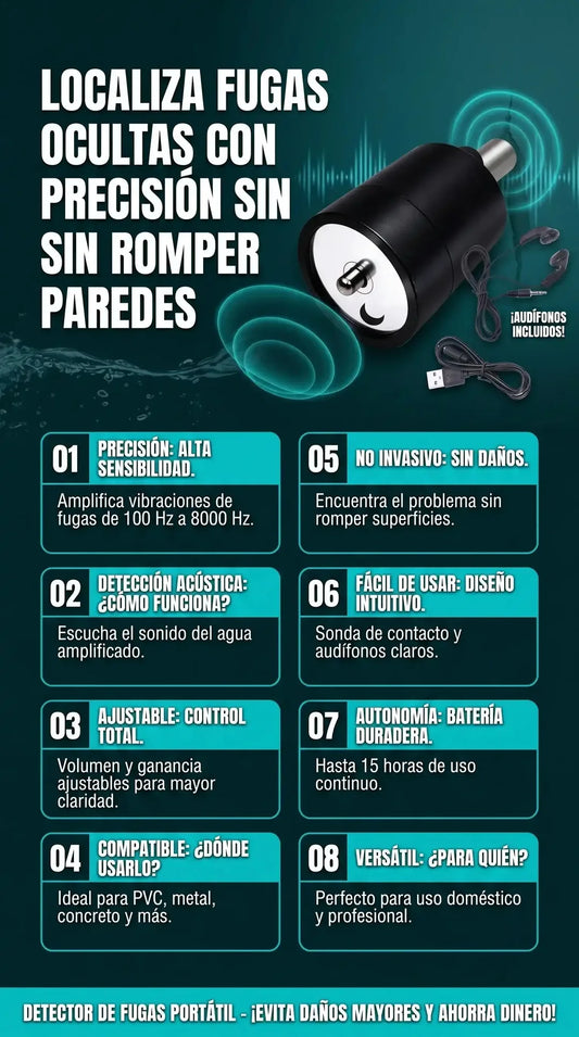 Detector de Fugas de Agua por Sonido 🔊 Sin Romper Paredes
