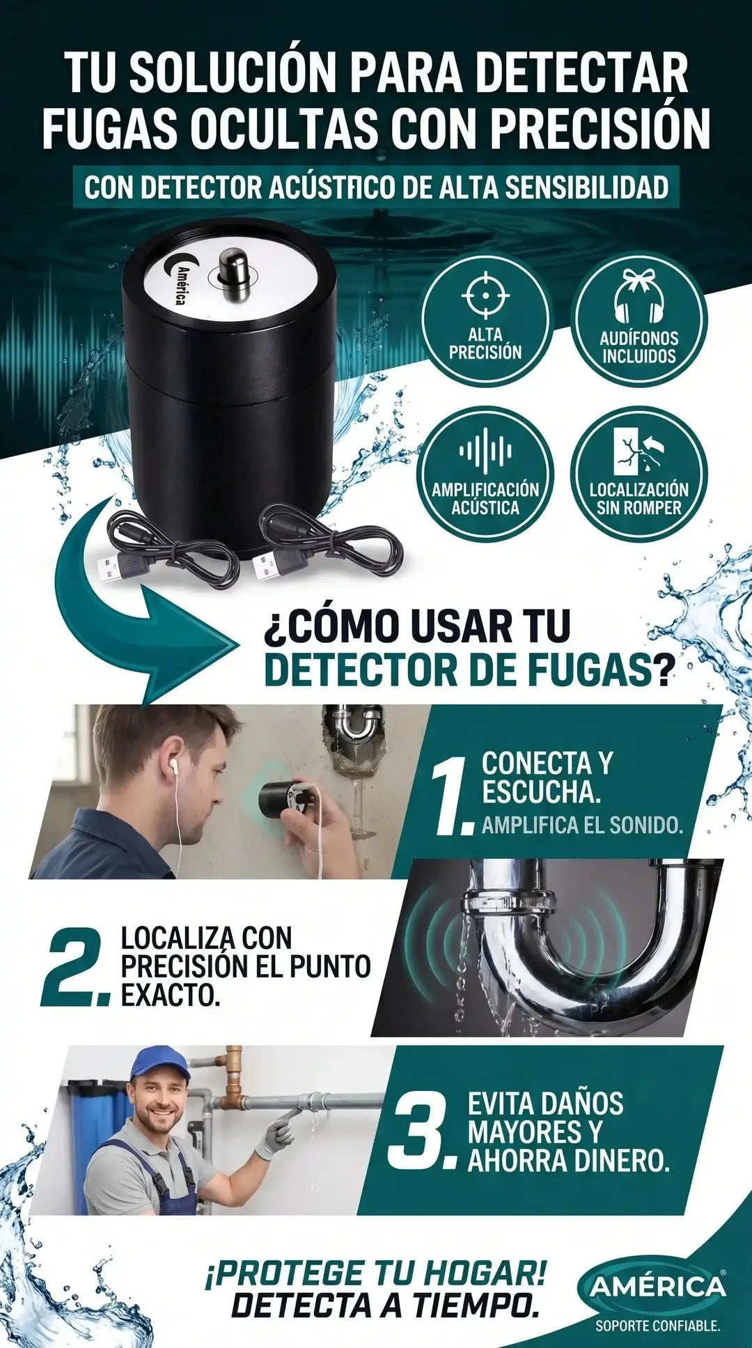 Detector de Fugas de Agua por Sonido 🔊 Sin Romper Paredes
