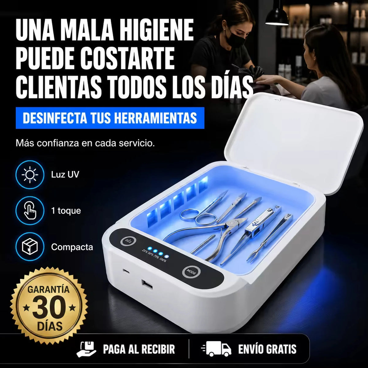 Caja Esterilizadora UV Profesional 🧴 Desinfecta tus Herramientas