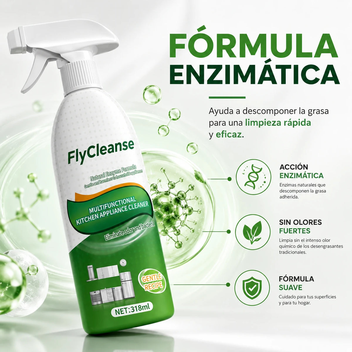 FlyCleanse™ — Limpiador Antigrasa Enzimático Multiusos