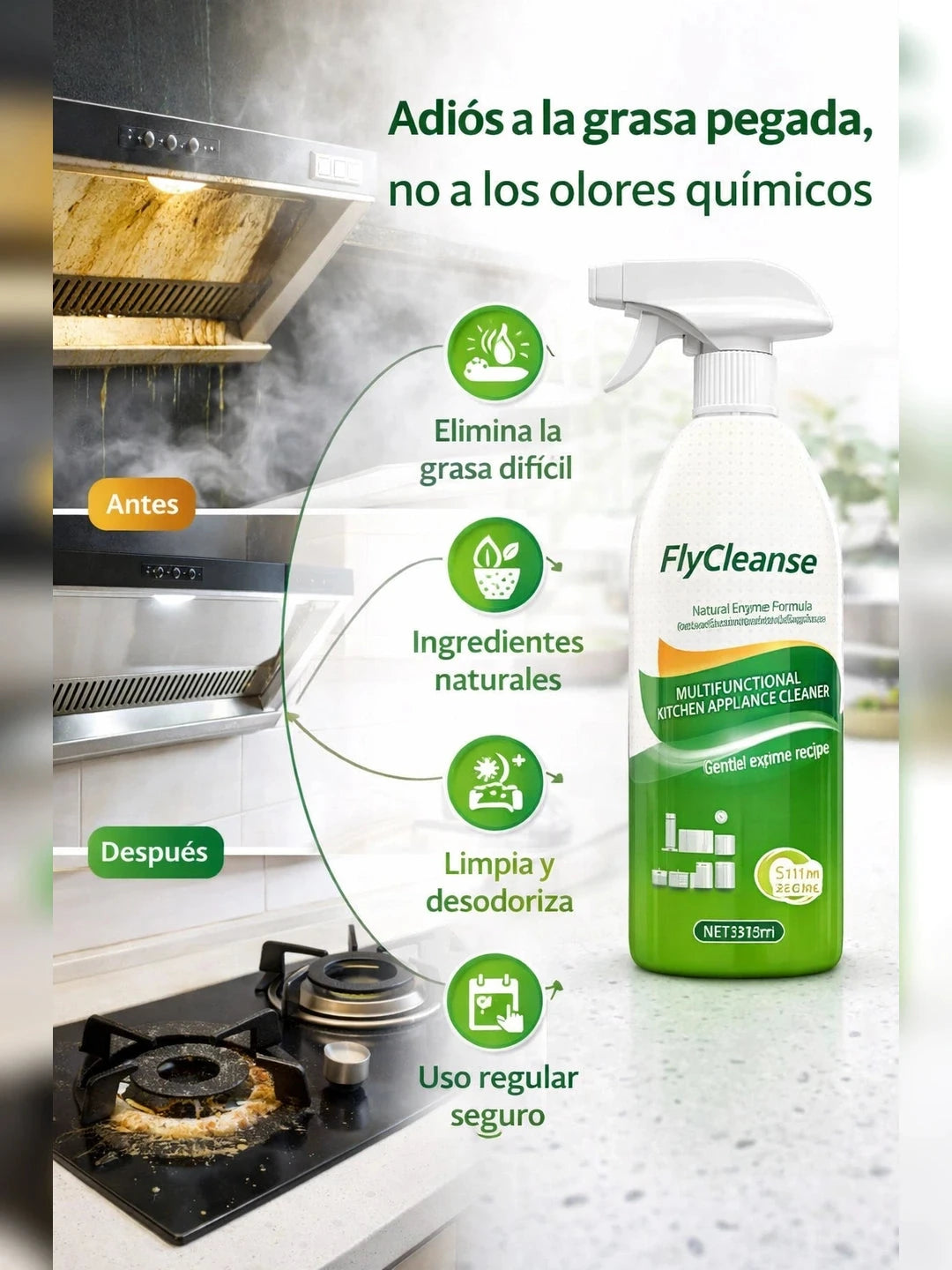 FlyCleanse™ — Limpiador Antigrasa Enzimático Multiusos