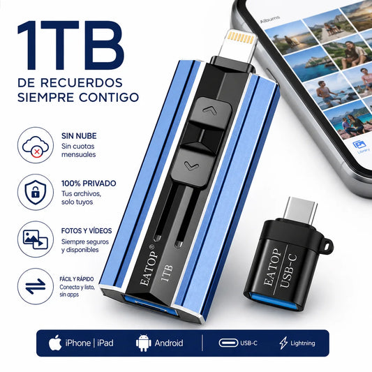 FlashKey 1TB 💾 Memoria para iPhone, Android y PC