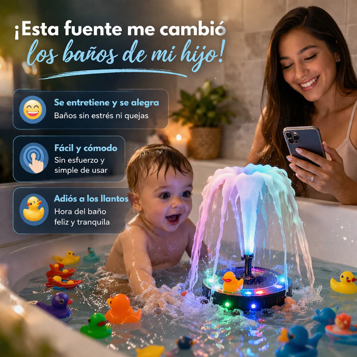Fuente solar en la tina de baño