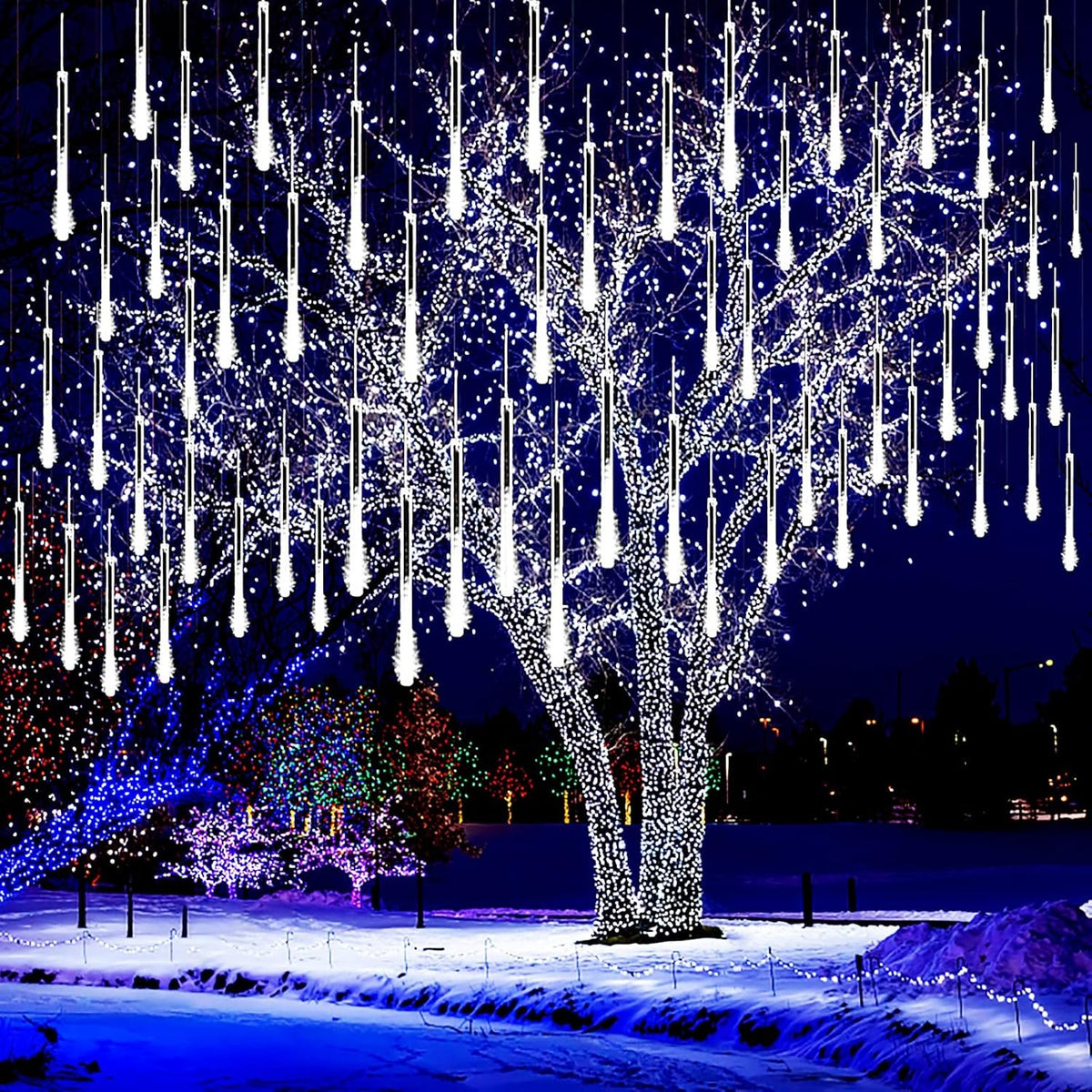 Luces Meteoro Lluvia de Estrellas 3 m ✨ 8 Tubos LED para Balcón y Fachada — 1