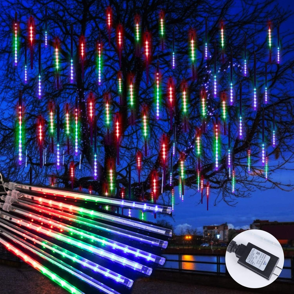 Luces Meteoro Lluvia de Estrellas 3 m ✨ 8 Tubos LED para Balcón y Fachada — 3