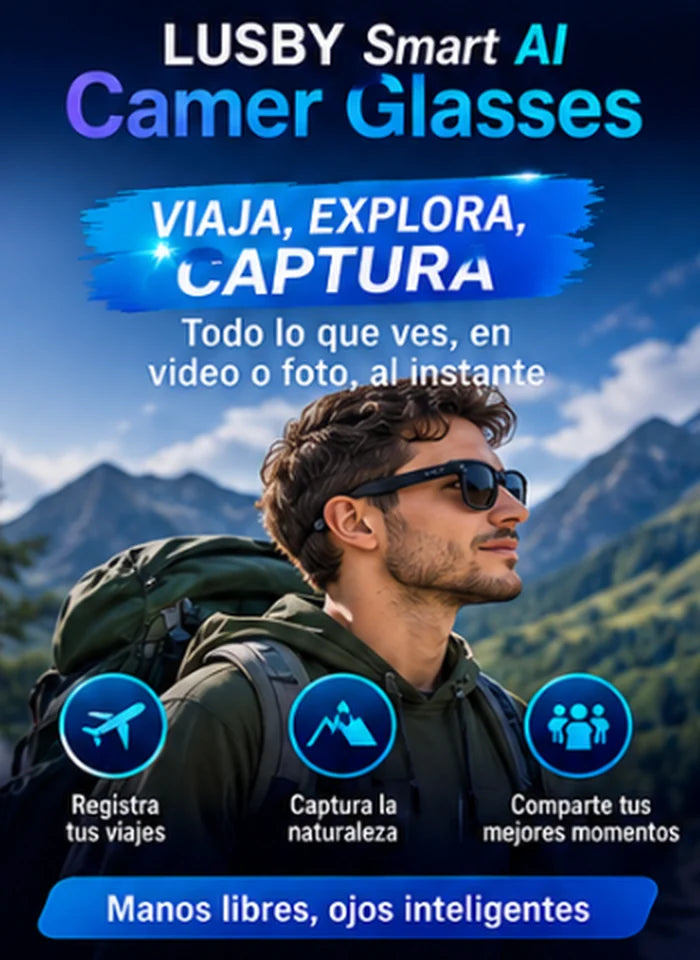 Gafas Inteligentes con IA y Cámara 4K — Traducción en Tiempo Real