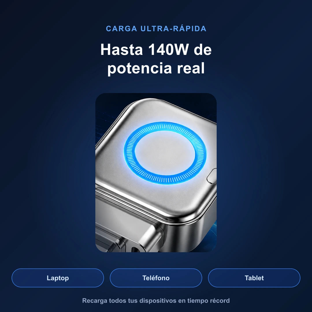 Cargador Inteligente 140W GaN — Apagado Automático con IA