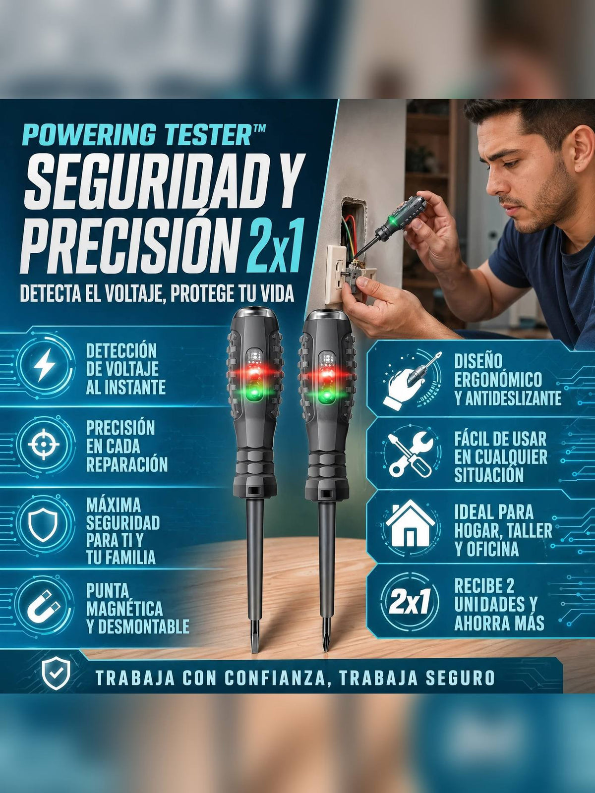 Powering Tester™ — Kit 2x1 de Desarmadores Detectores de Voltaje ⚡ — 4