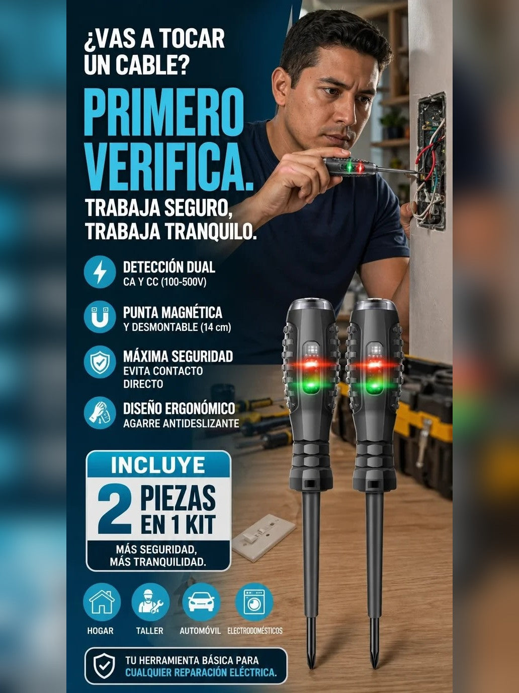 Powering Tester™ — Kit 2x1 de Desarmadores Detectores de Voltaje ⚡ — 5