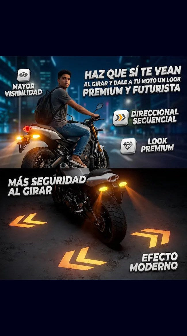 Direccionales LED Secuenciales para Moto — Efecto Flowing (Par)