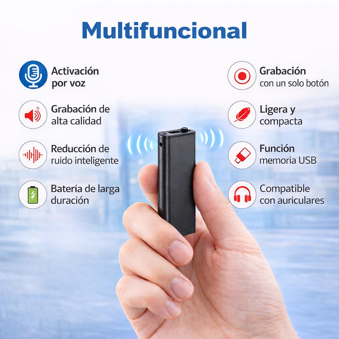 Mini Grabadora de Voz Portátil 🎙️ Activación por Voz · Imán