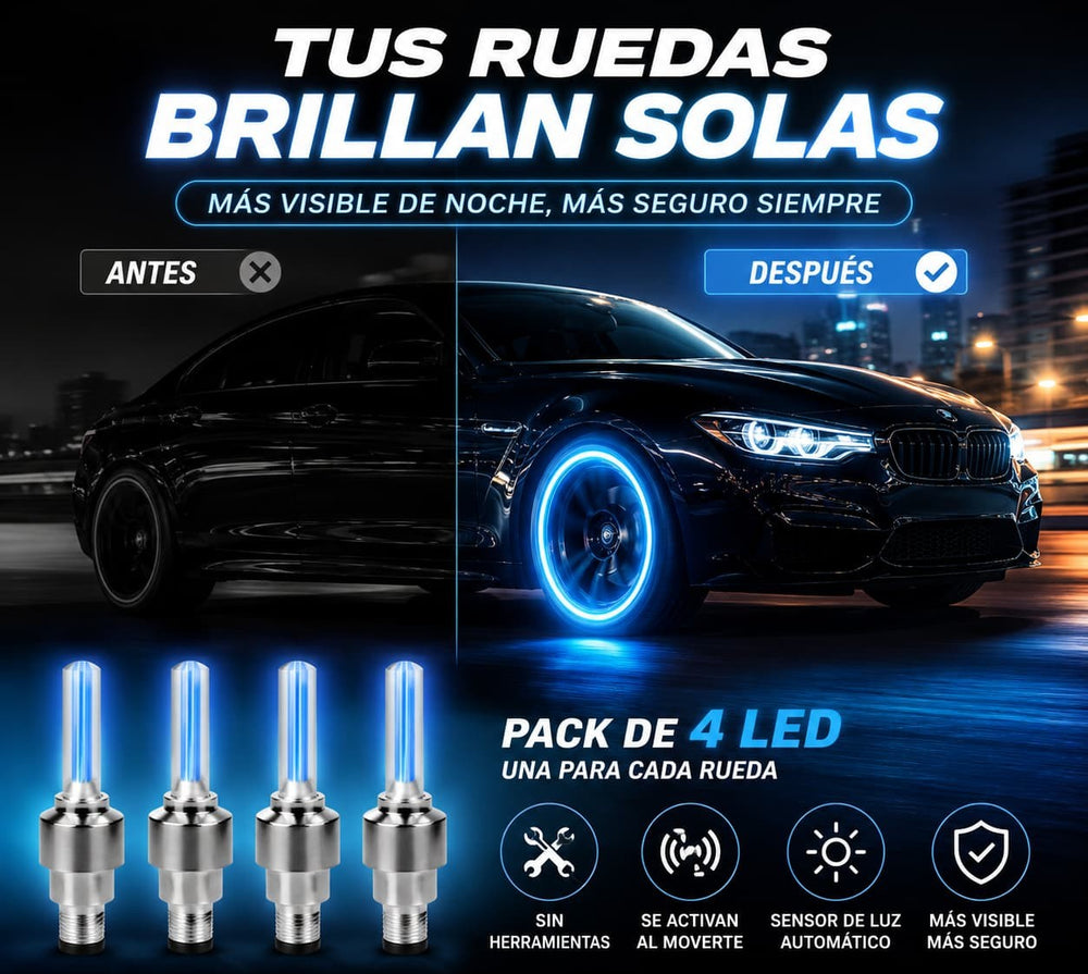 Luces LED para ruedas antes y después